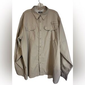 Habit Vented Long Sleeve Fishing Shirt Men's XL 40+ Solar Factor Oxford Tan Used